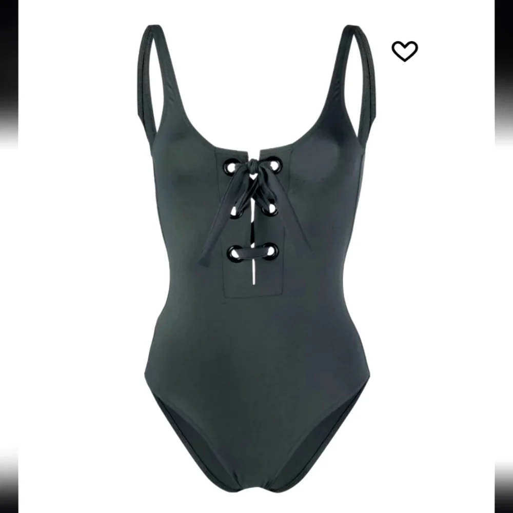 Michael Kors Women's Black Lace Up Gold Grommets One Piece Swimsuit Size 8 - Picture 3 of 13